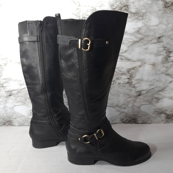 Naturalizer Juletta Women's Leather Boots‎ Black Size 9.5 M Pebbled Leather - Picture 1 of 15
